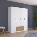 Rauch Bari 181cm 4 Door Wardrobe - Alpine White and Artisan Oak