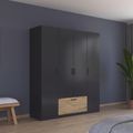 Rauch Bari 181cm 4 Door Wardrobe - Metallic Grey and Artisan Oak