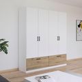 Rauch Bari 181cm 4 Door Wardrobe with Drawers - Alpine White and Artisan Oak