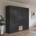 Rauch Bari 226cm 5 Door Wardrobe - Metallic Grey and Artisan Oak