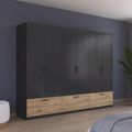 Rauch Bari 271cm 6 Door Wardrobe with Drawers - Metallic Grey and Artisan Oak