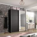 Rauch Belluno 136cm 2 Door Sliding Wardrobe with Mirror - Metallic Dark Grey