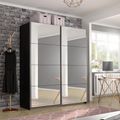 Rauch Belluno 181cm 2 Door Sliding Mirrored Wardrobe - Metallic Dark Grey