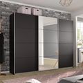 Rauch Belluno 271cm 3 Door Sliding Wardrobe with Mirror - Metallic Dark Grey