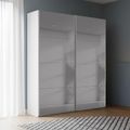 Beluga Extra Sliding Wardrobe - 137cm - 2 Door - Grey Mirrored - Alpine White