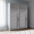 Beluga Extra Sliding Wardrobe - 137cm - 2 Door - Grey Mirrored - Silk Grey