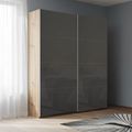Rauch Beluga Extra 137cm 2 Door Sliding Wardrobe - Artisan Oak and Basalt Glass