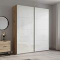 Beluga Extra Sliding Wardrobe - 137cm - 2 Door - Artisan Oak & White High Gloss