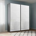Rauch Beluga Extra 137cm 2 Door Sliding Wardrobe - Graphite and White Glass