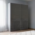 Rauch Beluga Extra 137cm 2 Door Sliding Wardrobe - Silk Grey and Basalt Glass