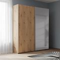 Rauch Beluga Extra 137cm 2 Door Sliding Wardrobe with Grey Mirror - Artisan Oak