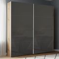 Rauch Beluga Extra 181cm 2 Door Sliding Wardrobe - Artisan Oak and Basalt Glass