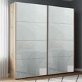 Rauch Beluga Extra 181cm 2 Door Sliding Wardrobe - Artisan Oak and Silk Grey Glass
