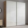 Beluga Extra Sliding Wardrobe - 181cm - 2 Door - Artisan Oak & White High Gloss