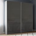 Rauch Beluga Extra 181cm 2 Door Sliding Wardrobe - Silk Grey and Basalt Glass