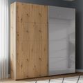 Rauch Beluga Extra 181cm 2 Door Sliding Wardrobe with Grey Mirror - Artisan Oak
