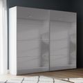 Rauch Beluga Extra 226cm 2 Door Sliding Grey Mirrored Wardrobe - Alpine White