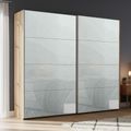 Rauch Beluga Extra 226cm 2 Door Sliding Wardrobe - Artisan Oak and Silk Grey Glass