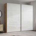 Beluga Extra Sliding Wardrobe - 226cm - 2 Door - Artisan Oak & White High Gloss