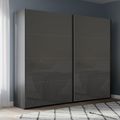Rauch Beluga Extra 226cm 2 Door Sliding Wardrobe - Graphite and Basalt Glass