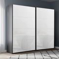 Rauch Beluga Extra 226cm 2 Door Sliding Wardrobe - Graphite and White Glass
