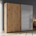 Rauch Beluga Extra 226cm 2 Door Sliding Wardrobe with Grey Mirror - Artisan Oak