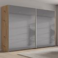 Rauch Beluga Extra 271cm 2 Door Sliding Grey Mirrored Wardrobe - Artisan Oak