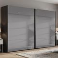 Rauch Beluga Extra 271cm 2 Door Sliding Grey Mirrored Wardrobe - Graphite