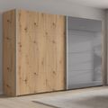 Rauch Beluga Extra 271cm 2 Door Sliding Wardrobe with Grey Mirror - Artisan Oak