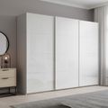 Beluga Extra Sliding Wardrobe - 271cm - 3 Door - Silk Grey & White High Gloss