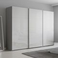 Beluga Extra Sliding Wardrobe - 316cm - 3 Door - Silk Grey & White High Gloss