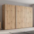Beluga Extra Sliding Wardrobe - 361cm - 3 Door - Artisan Oak