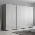 Beluga Extra Sliding Wardrobe - 361cm - 3 Door - Silk Grey & White High Gloss