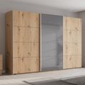 Rauch Beluga Extra 361cm 3 Door Sliding Wardrobe with Grey Mirror - Artisan Oak