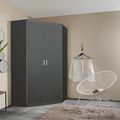 Rauch Celle Matt 117cm 2 Door Corner Wardrobe - Metallic Dark Grey