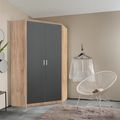 Rauch Celle Matt 117cm 2 Door Corner Wardrobe - Sonoma Oak and Metallic Dark Grey
