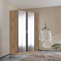Rauch Celle Super 117cm 2 Door Corner Wardrobe with Mirror - Artisan Oak and Metallic Dark Grey