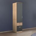 Rauch Celle Super 47cm 1 LH Door Wardrobe with Drawer - Sonoma Oak and Metallic Dark Grey