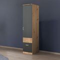 Rauch Celle Super 47cm 1 RH Door Wardrobe with Drawer - Artisan Oak and Metallic Dark Grey