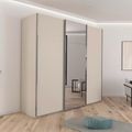 Rauch Contido 242cm 3 Door Sliding Mirror Wardrobe with Extras - Champagne