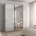 Rauch Contido 242cm 3 Door Sliding Mirror Wardrobe with Extras - Silk Grey Glass