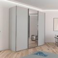 Rauch Contido 242cm 3 Door Sliding Mirror Wardrobe with Extras - Silk Grey