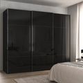 Rauch Contido 271cm 3 Door Sliding Wardrobe with Extras - Black Glass