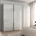 Rauch Contido 271cm 3 Door Sliding Wardrobe with Extras - Silk Grey Glass