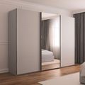 Rauch Contido 301cm 3 Door Sliding Mirror Wardrobe with Extras - Silk Grey