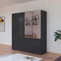 Rauch Costa 181cm 4 Door Combi Wardrobe - Metallic Dark Grey