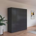 Rauch Costa 181cm 4 Door Wardrobe with Drawers - Metallic Dark Grey