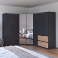 Rauch Costa 208cm 7 Door L-Shaped Corner Wardrobe - Metallic Dark Grey and Artisan Oak