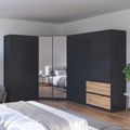 Rauch Costa 208cm 8 Door L-Shaped Corner Wardrobe - Metallic Dark Grey and Artisan Oak