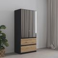 Rauch Costa 91cm 2 Door Combi Wardrobe - Metallic Dark Grey and Artisan Oak